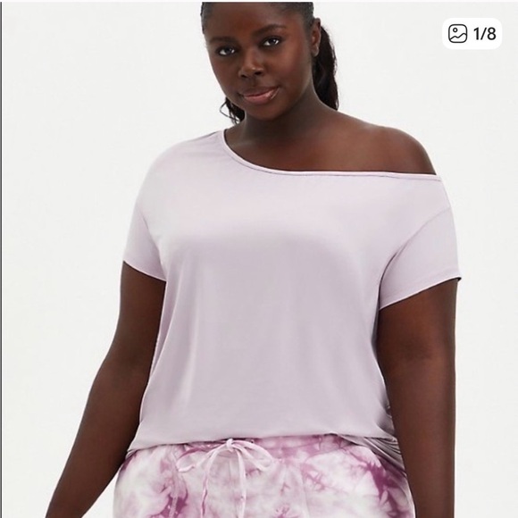 torrid Tops - Torrid active tech wick Women's Light lavender off the shoulder Top size 2, 2XL